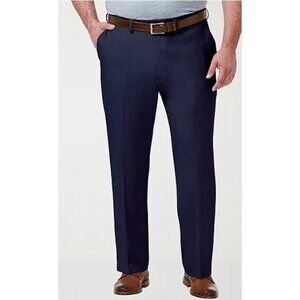 Big & Tall Premium Comfort Classic Flat Front Dress Pants Blue 38W x32L